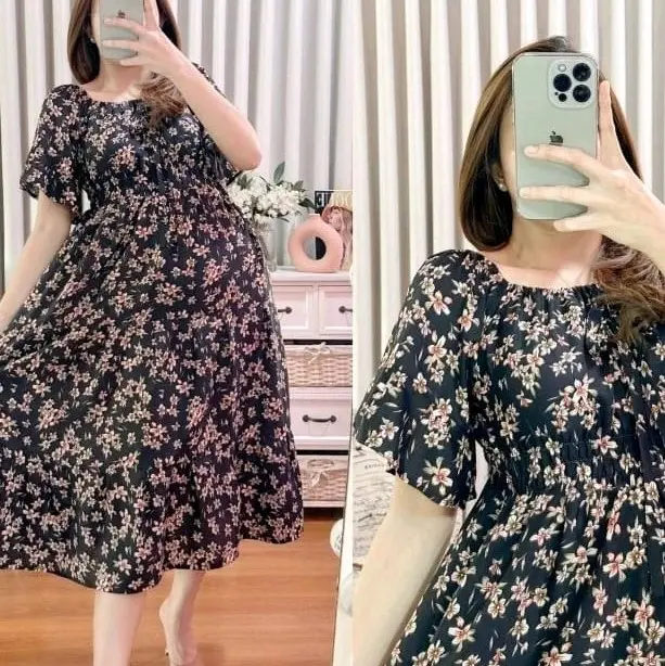 dress daster piyama motif rayon terbaru. Pendek Tidur Busui Kancing Kimono Midi