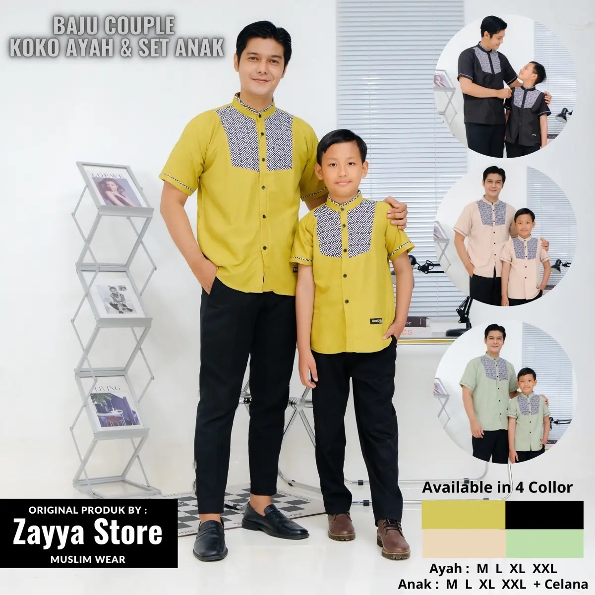 Baju Koko Couple Atasan Ayah Dan Anak Laki Laki Setelan Celana Kurta Muslim Pria Motif Terbaru Pendek