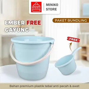 Cod Paket Bundling Hemat Gayung dan Ember 23L Gagang Plastik Anti Pecah Warna Random