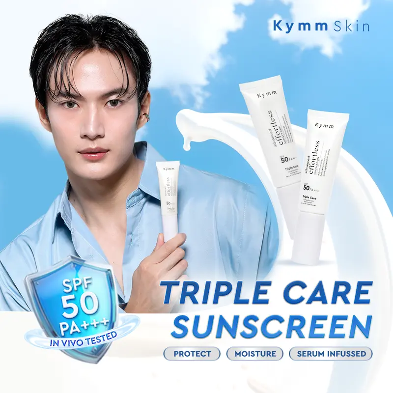 [LIVE] [UPGRADED] KYMM SKIN Advanced Effortless Sunscreen SPF 50 PA+++ | Hybrid Glass Skin Glow Finish for Normal to Dry In Vivo Tested | Perawatan Perlindungan Matahari Sunblock Tabir Surya Skin Barrier Kulit Kering | Ceramide Phytocell Vit C Ectoin 6