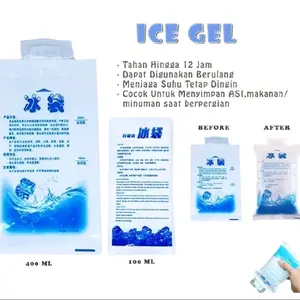 lce Gel Pack Gabag 100 / 200/400 ML Blue Cool Jelly Cooler bag Kantong Air Es Pendingin Lunch Bag Tas ASI