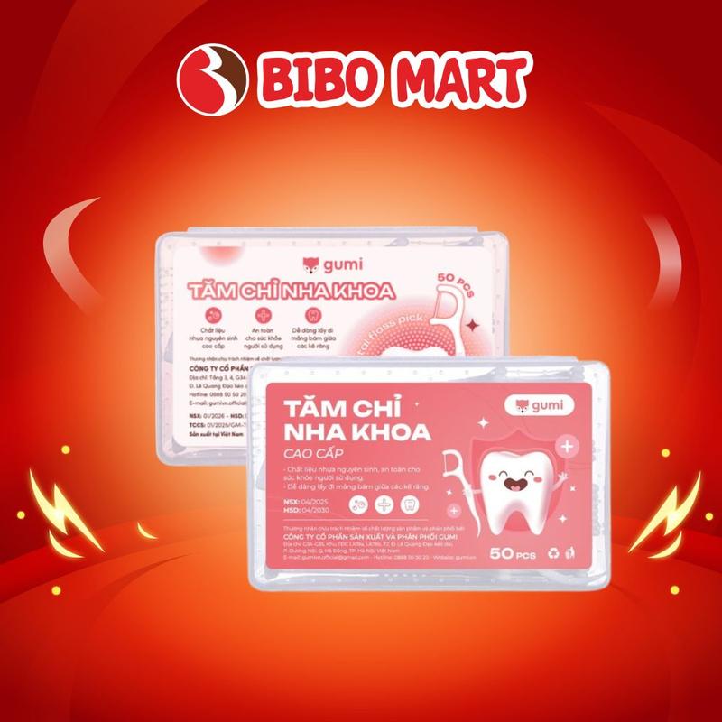 Tăm Chỉ Nha Khoa Gumi Hộp 50 Chiếc Làm Sạch Bảo Vệ Răng Miệng - Bibo Mart