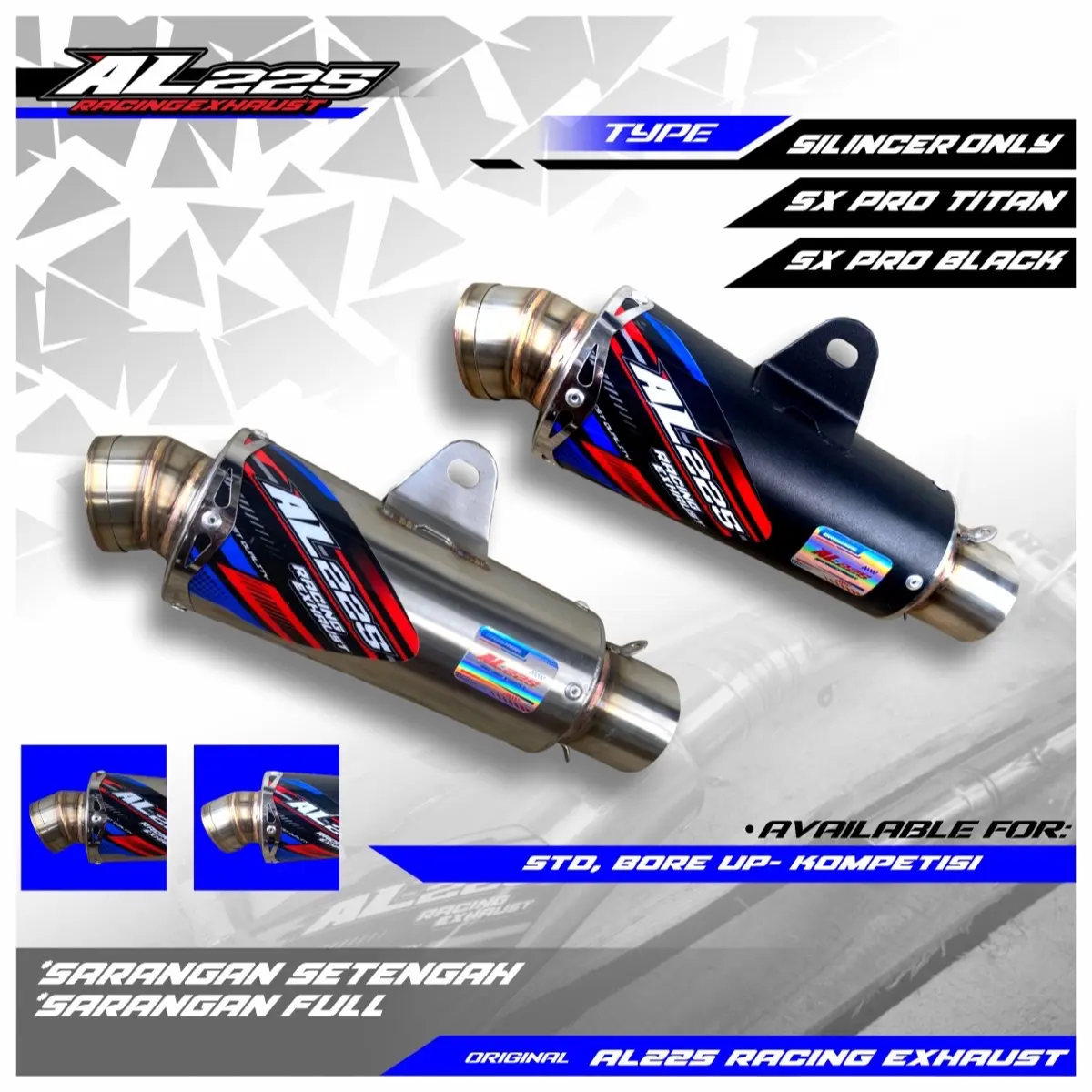 Silincer only sx-pro bbk gtx/rbt/Roadace dll inlet 50 Original AL225 RACING EXHAUST