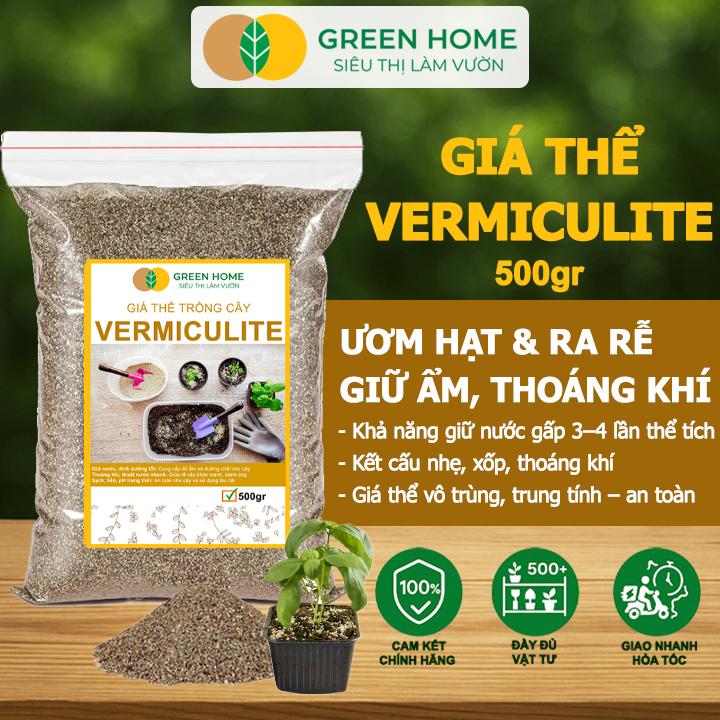 Đá Vermiculite (Vơ Mi) Greenhome, Bao 500gr, Giá Thể, Ươm Hạt Giống, Trồng Rau Mầm, Đất Hoa Hồng