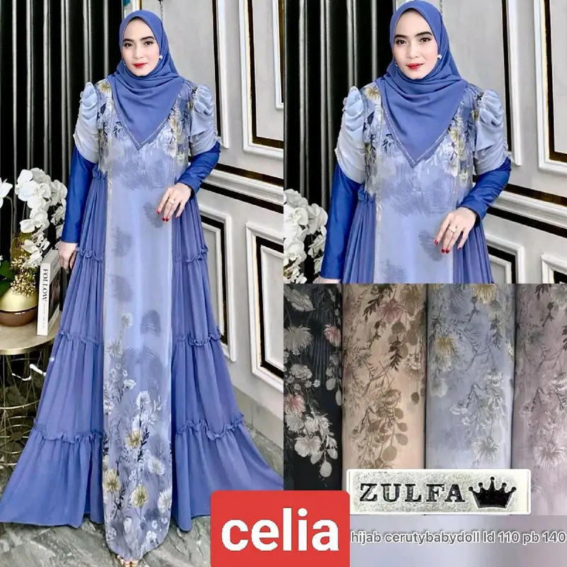Safika gamis ceruty set hijab by Rizam 3