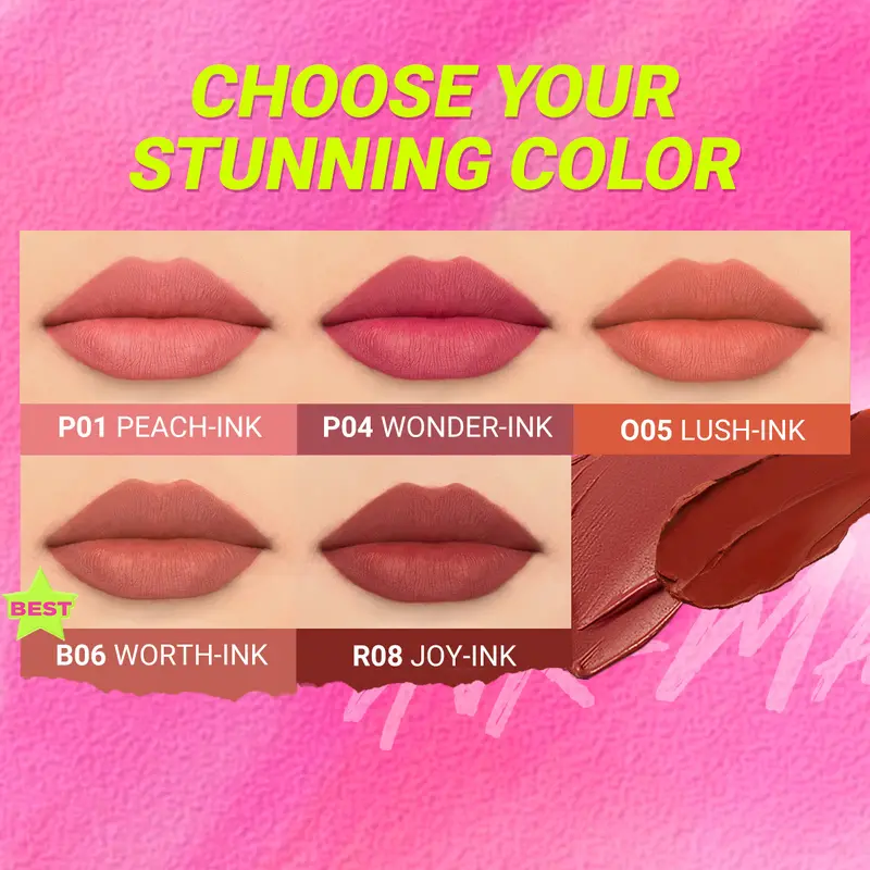 [LIMITED OFFER] DAZZLE ME Ink-Matte Lip Cream Matte Moisturizing Tahan Lama Coverage Lip Cream dengan hasil akhir Matte Finish & Tahan 12 Jam 3