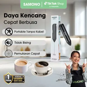 (BISA COD) Samono Pengocok Susu Portable Belum Termasuk Baterai [KJBQ-4] [SW-MFB10] Hitam Kabel Stainless Mixer Pengaduk