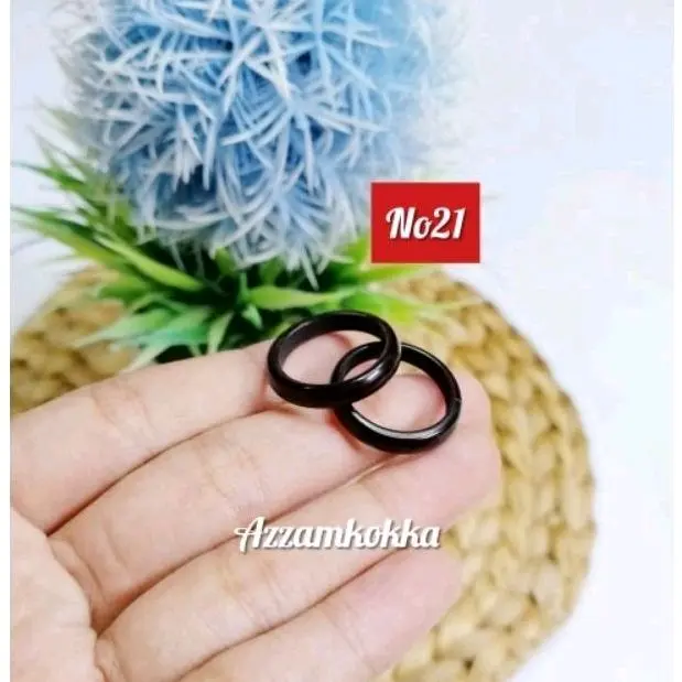 Cincin bulat polos hitam ukuran 21 kokka kaukah asli