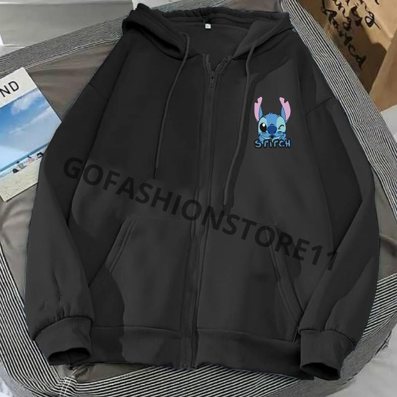 Jaket wanita korean style Stitch size L XL XXL jaket hoodie cewek jaket zipper wanita hoodie zipper wanita hoodi cewek terbaru 2023 hoodie zipper wanita tebal sweater zipper wanita sweater resleting wanita dewasa sweater resleting keren cewek bisa COD-GFR 8
