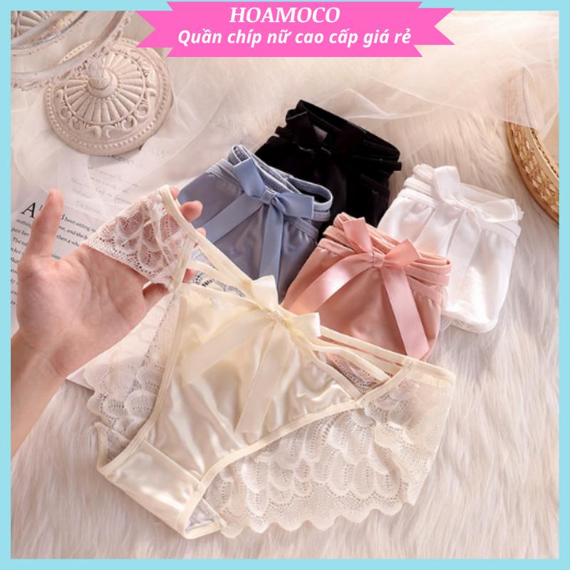 Quần Lót Nữ Ren Phối Su Lụa Thiết Kế Nơ To Mặt Trước - BL03