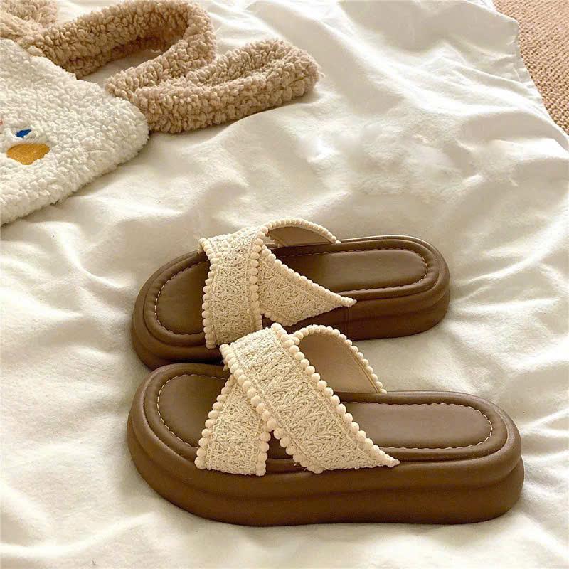  Dép nữ quai chéo kiểu mới đế bánh mì 4cm đi chơi đi học siêu nhẹ siêu êm DOZIMAX 
