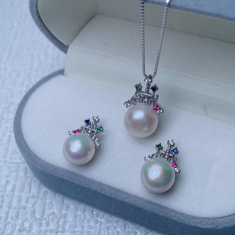 Product Introduction of Natural Freshwater Pearl Women's Earrings Necklace Made of Pure Silver Material Set, Elegant Gift, Fashionable Jewelry 2