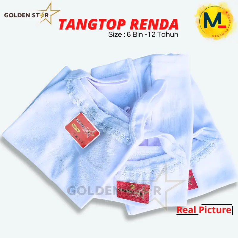 6 & 12 tentop anak warna warni / tangtop anak perempuan Renda / tangtop anak lusinan golden Star / tentop anak  6–12 tahun tank top anak 9–12 kaos dalam baju dalaman Fashion Atasan 0