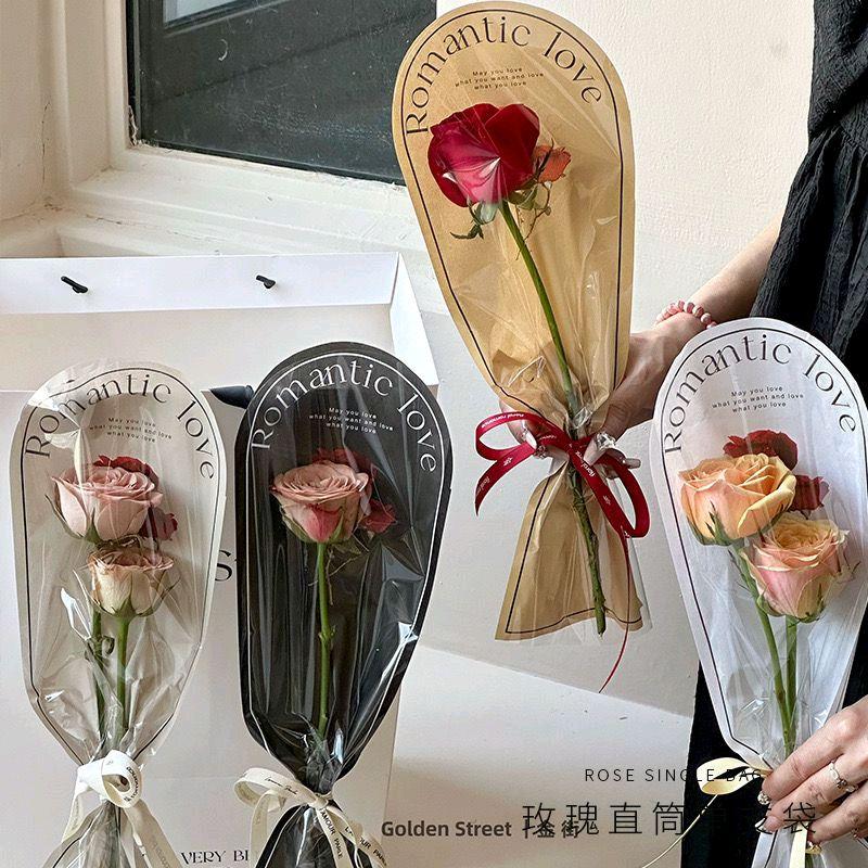 5 pcs SINGLE ROSE FLOWER WRAP, CELLOPHANE PACKAGING BUNGA - Shop ...