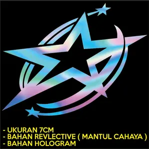2pcs stiker cutting sticker bintang a hologram mantul cahaya