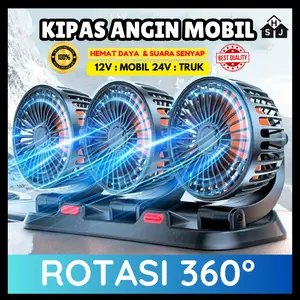 Kipas Angin Mobil 3 Kepala 12V/24V / Kipas Pendingin Mobil Truck Kipas Dashboard Mobil Multifungsi