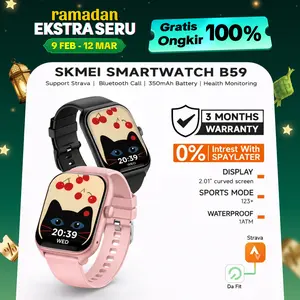 LIVE  SKMEI B59 Smart Watch Model baru | Layar TFT melengkung 2,01 inci | Tahan air 1ATM | Panggilan Bluetooth | Wallpaper kustom jam tangan pintar Pemantauan kesehatan jam tangan pintar Jam tangan pria Jam tangan wanita | Strava+Buy 1 get 4
