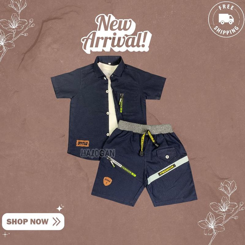 Product Introduction of Setelan Kemeja Anak Cowo Anak Laki-laki Lengan Pendek Celana Pendek Kombinasi Usia 1-5 Tahun By Halogan Kids 27