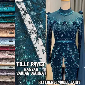 KAIN BROKAT TILE MURAH TILE BORDIR TILE PAYET bahan kebaya tille Mutiara Baju