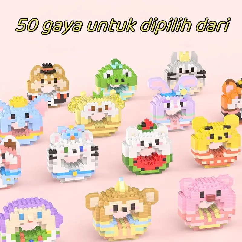 LELE Blok Banan Blcok Banan Kecil DonatSeri Brick Banan Hewan Kecil Anak-anak 2