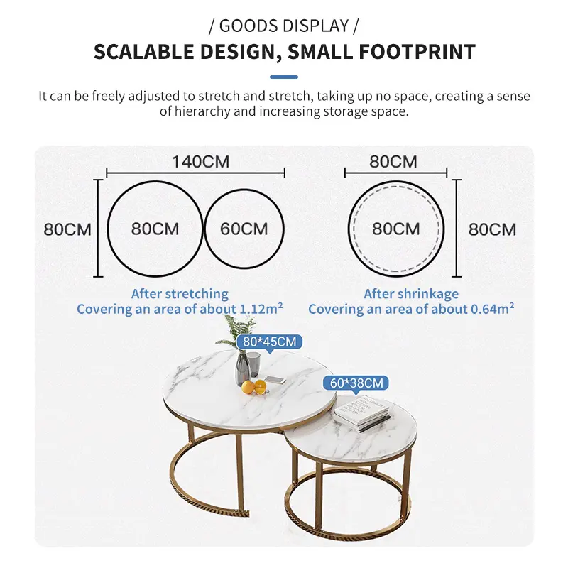 COD Meja Tamu Meja Kopi Coffee Table Meja Ruang Tamu Meja Tamu Sederhana Modern Rotundity Dua Potongan Set 8