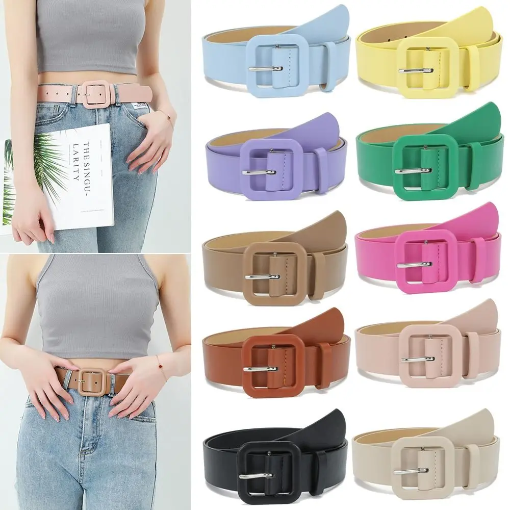 Thắt Lưng Da, Thời Trang Và Thường Ngày, Màu Pastel, Thắt Lưng Quần Dài, Thắt Lưng Khóa Vuông, Dây Đeo Thắt Lưng Mỏng