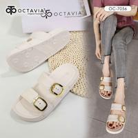 Gambar OCTAVIA Sandal Slide Slip On Wedges Wanita with Double Belt Straps #OC-7056 (FREE BOX) - Black, 36 dari Octavia Shoes Kab. Tangerang 4 Tokopedia