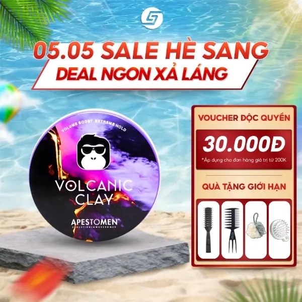 Sáp vuốt tóc Volcanic Clay - Hỗ trợ chăm sóc tóc - Giữ nếp khoảng 8 đến 12h, kiềm dầu và mồ hôi dành cho tóc dày - Dưỡng Tóc - Tem song mã - Tặng kèm lược