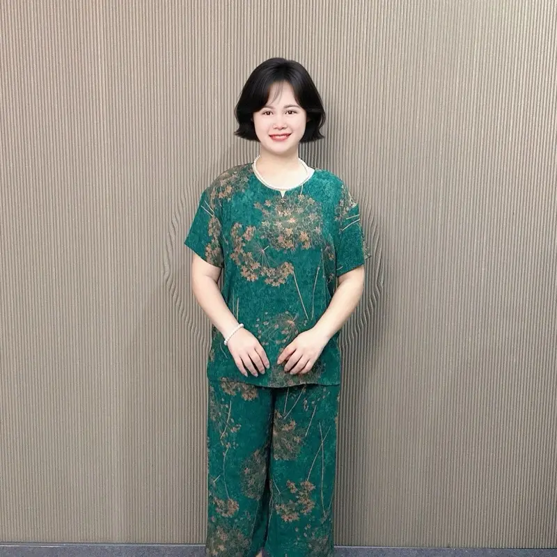 Đồ Bộ Trung Niên Tặng Mẹ-Hoa Lá Mẫu mới Hót 2025-(Tay Cộc ,Quần Lửng) | BigBuy360 - bigbuy360.vn