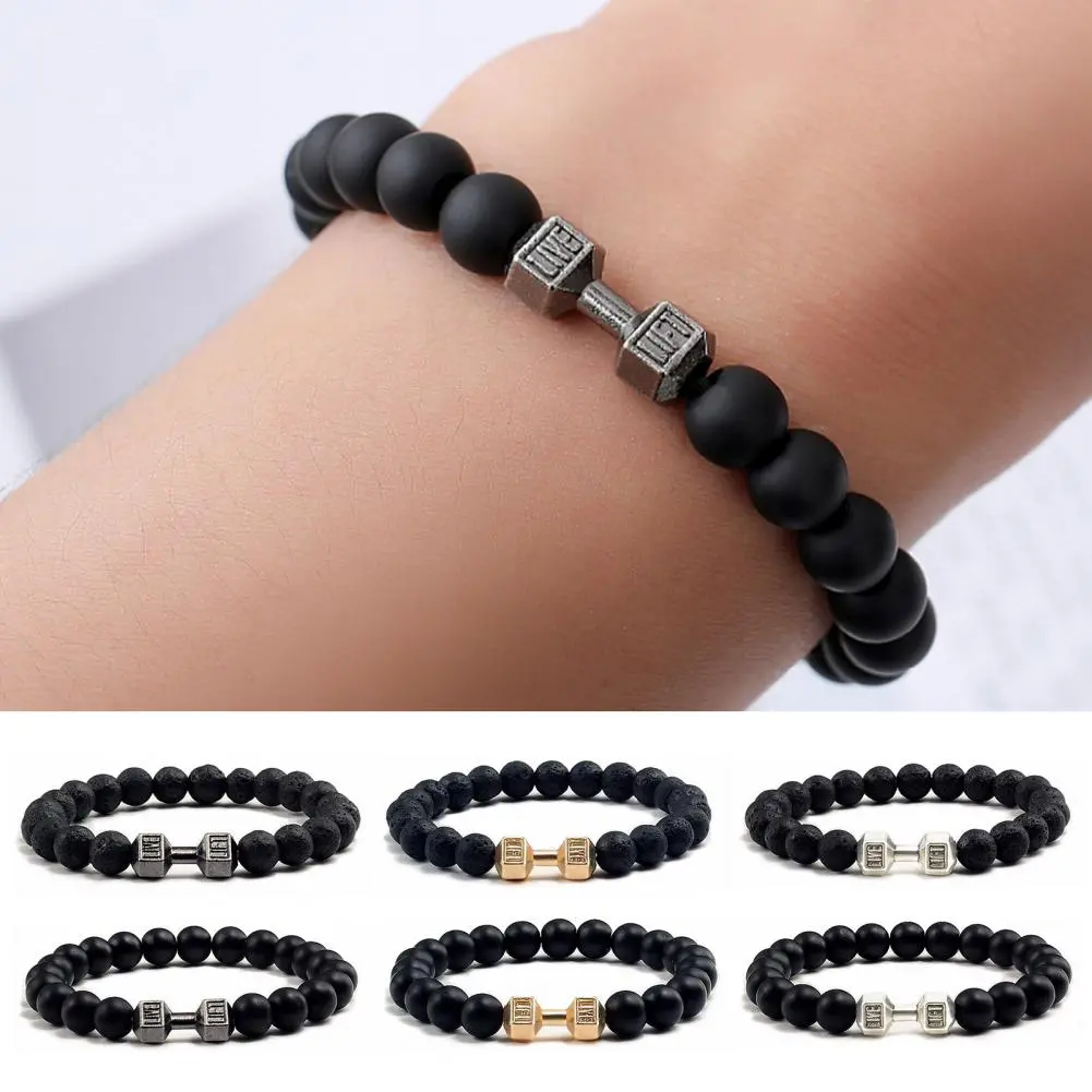 Gelang Tangan Peribadi, Gaya Vintaj Pusam, Uniseks Lelaki, Manik Bulat Mudah, Gelang Elastik, Aksesori Barang Kemas