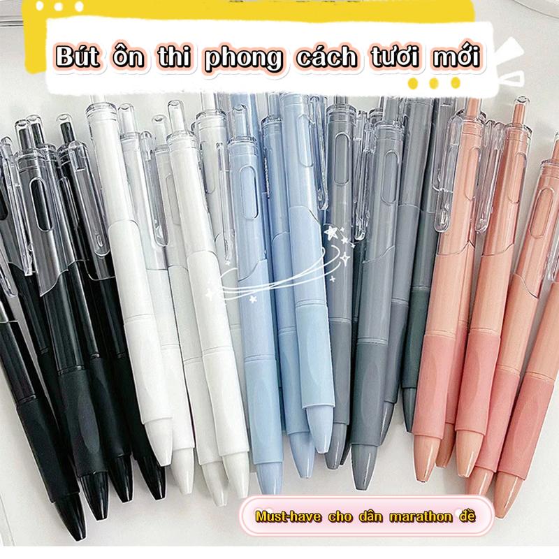  Bút bấm đầu STdành tông màu Morandi sang chảnh cho học sinh sáng tạo combo bút gel Bút gel văn phòng nước với tay cầm chỉnh tư thế màu Pastel tinh tế và Mịn Màng màu Pastel trung tính Mực đen Mực xanh dương bút chì bấm bút viết bài mượt  bút gel viết mượt 