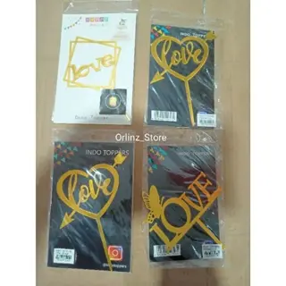 ( isi 3 pcs) Cake Topper Love Acrylic  Toper Kue Love Akrilik