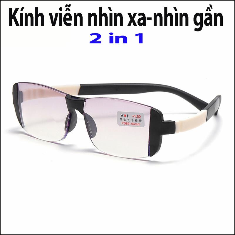 Kính mắt lão viễn thị đa tròng 2 trong 1 nhìn được xa và nhìn được gần có độ từ 1 đến 4 độ