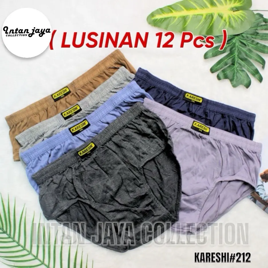 (12 Pcs) CELANA DALAM PRIA KARESHI CD LAKI LAKI BASIC SPORTY Katun Poliester Polos Bunga Setrip Polka Dot Celana Dalam Pria Boxer/Celana Pendek G-string Dewasa