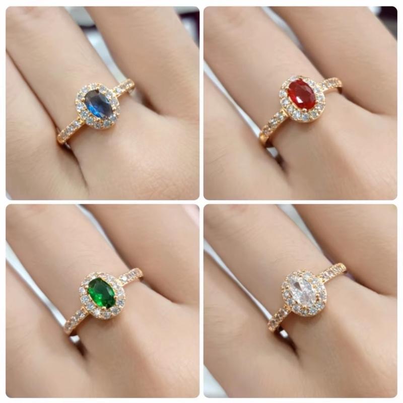 Cincin Wanita Model Mata Oval Warna Biru Hijau Elegan Aksesoris Perhiasan Rings Elegan Dewasa Hadiah 2
