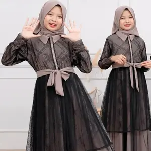 Gamis Anak Padma syari+Hijab Bahan : cringkle mix brokat Malika +tile (dibagian gamis) DILENGKAPI DENGAN TALI PINGGANG DAN RESLETING DEPAN GAMIS ANAK LEBARAN DENAGN AKSEN TULE MEWAH Crinkle Airflow Baju Muslim Dress Remaja Tanggung
