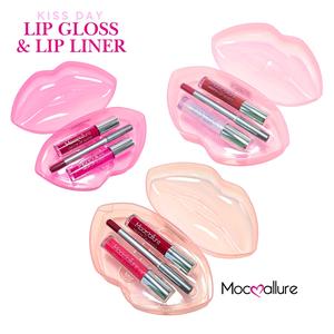 Mocallure Lindas Cajas de Labios Rosa Multiuso Glamurosa Exquisita para Chica Moda con Gloss y Líner de Labios