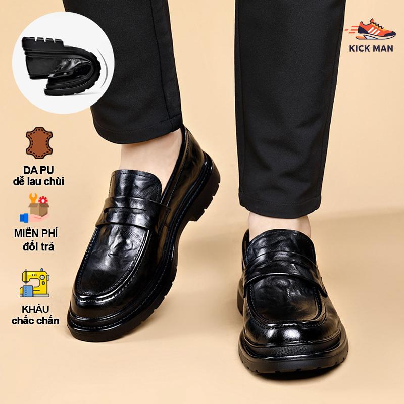  Giày đốc nam derby hottrend mềm đế cao giày da KICK MAN shose penny loafer chunky derby mẫu mới giày lười giày oxford giày đi dự tiệc giày cưới 