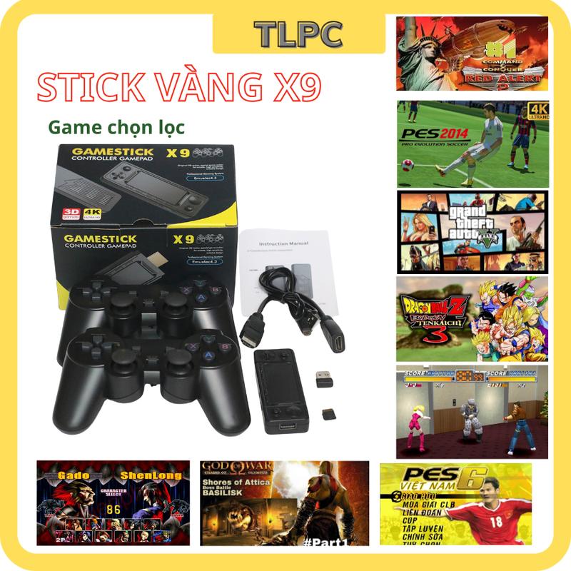 Máy Chơi Game Stick Vàng X9 - Chip S905X3 cấu hình cao Kèm 2 tay cầm Ram 2GB Có 40000 Game Cài Sẵn Độ Phân Giải 4K Cùng nhiều game hót ngoài ra có thể copy thêm game