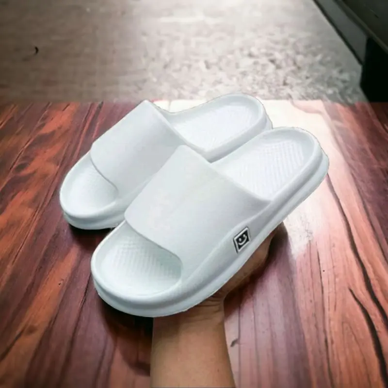 Sandal Slop Karet Eva Smile Unisex slop size 36-44 EVA PUTIH HITAM/ WARNA  laki laki / Sendal slop pria / Sandal slide pria / Sandal slop / Sandal outdoor dan indoor Shoes 6
