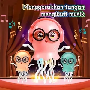【Paket Keluarga Gurita】 Mainan Gurita Menari Cumi Listrik Octopus Musik Suara Lampu Mainan Anak Edukasi Interaktif Hadiah Unik Untuk Anak Usia 3 Tahun Ke Atas