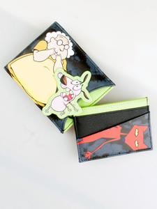 Cartera de doble plegado con diseño de dibujos animados de alta calidad, portatarjetas semiactivo, ventana para identificación a la moda y accesorio elegante y funcional