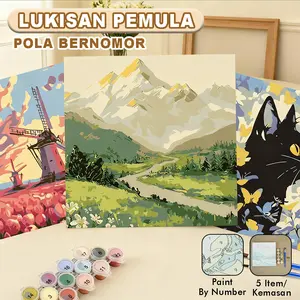 Lukisan Kanvas DIY Premium Set Lengkap 5 Desain Cocok untuk Pemula & Hadiah AP-1014