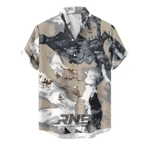 RnB Kemeja Pria Motif Surfing Lengan Pendek Katun Poliester M L XL XXL XXXL Hem Atasan Baju Distro Cowok Dewasa Nyaman Santai