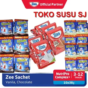 Zee Renceng Boneeto Sachet 10 x 39 g Vanila Coklat NutriPro Complex Protein Kolin Kalsium Tinggi untuk Pertumbuhan Optimal Anak 3-12 Tahun/VANILLA/CHOCOLATE