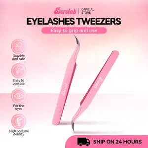 DOROLAB pink tweezer – best match for 100 cluster DIY lashes