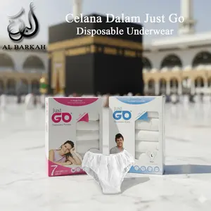 Al Barkah Celana Dalam Sekali Pakai Pria dan Wanita Kertas Disposable Dewasa Pendek Lembut Nyaman Just Go Putih untuk Haji Umroh Travelling Katun