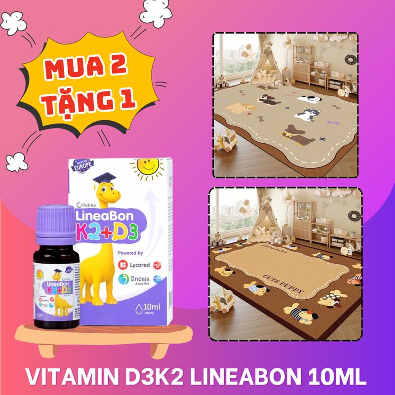   TẶNG THẢM NỈ M8*2M - MẪU NGẪU NHIÊN  Mua 2 Lọ LineaBon Vitamin D3 K2 10ml - Vitamin tăng chiều cao cho bé chính hãng 