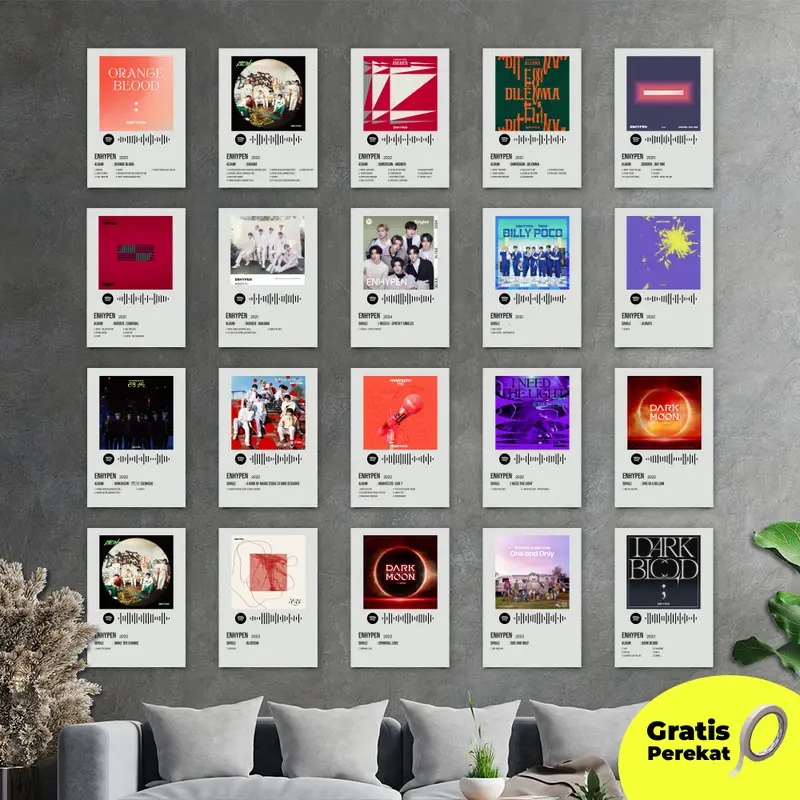 Poster Album Musik Kpop Enhypen Spotify - Album Lagu Kpop Enhypen A5 [ISI 20 LEMBAR] 0