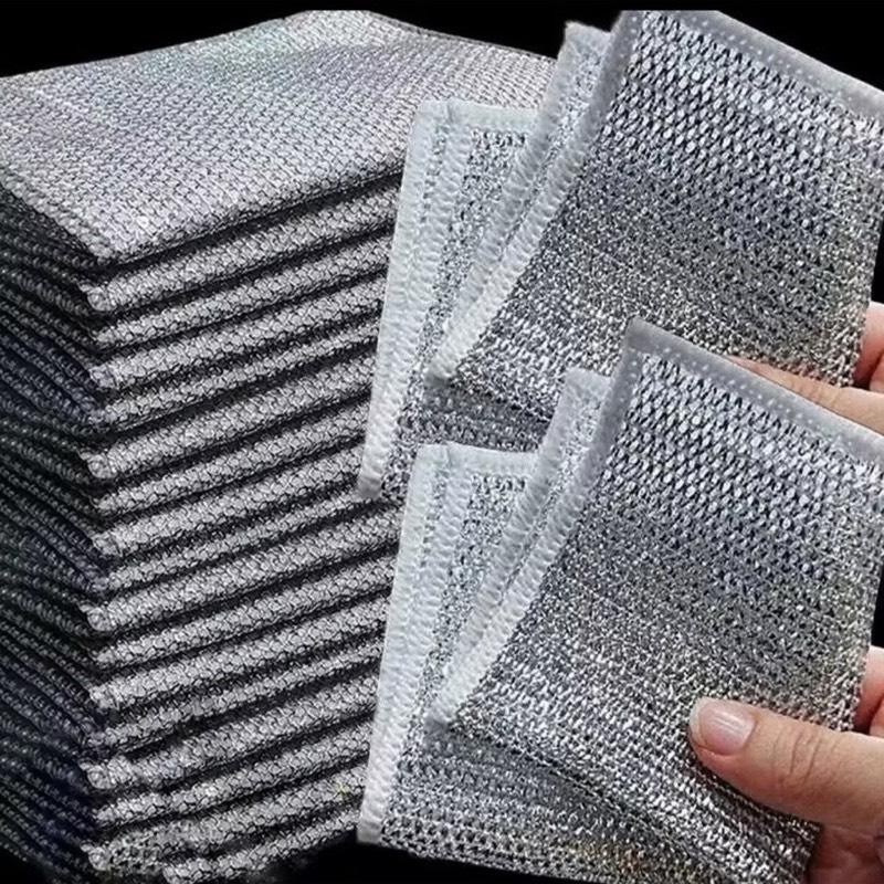 ￼Combo 10 Miếng Lưới kim loại Rửa Chén Đĩa Xoong Nồi Đa Năng, Vải Lưới Chà Nồi Sợi Nhỏ